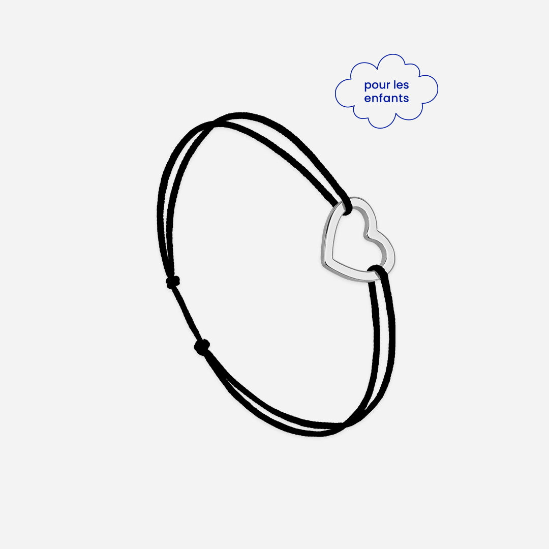 Open Heart Black Bracelet - Black