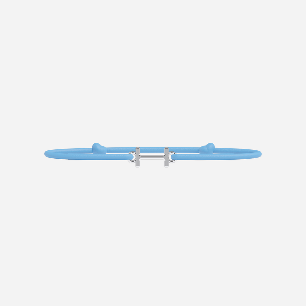 Bracelet Lettres Plaqué Argent Enfant - Bleu Ciel