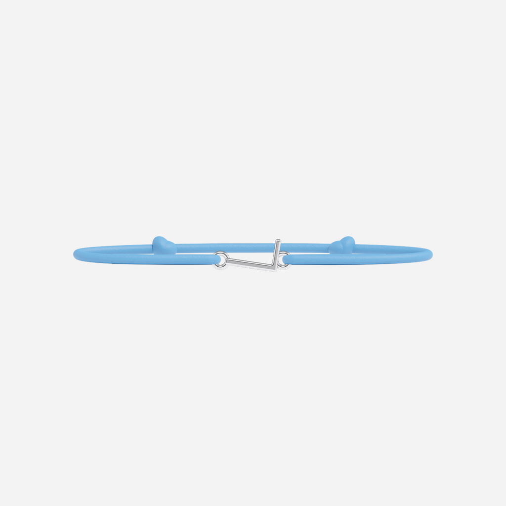 Bracelet Lettres Plaqué Argent Enfant - Bleu Ciel