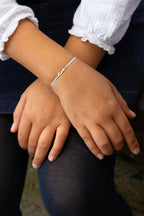 Children's Silver-Plated Letter Bracelet - Sky Blue