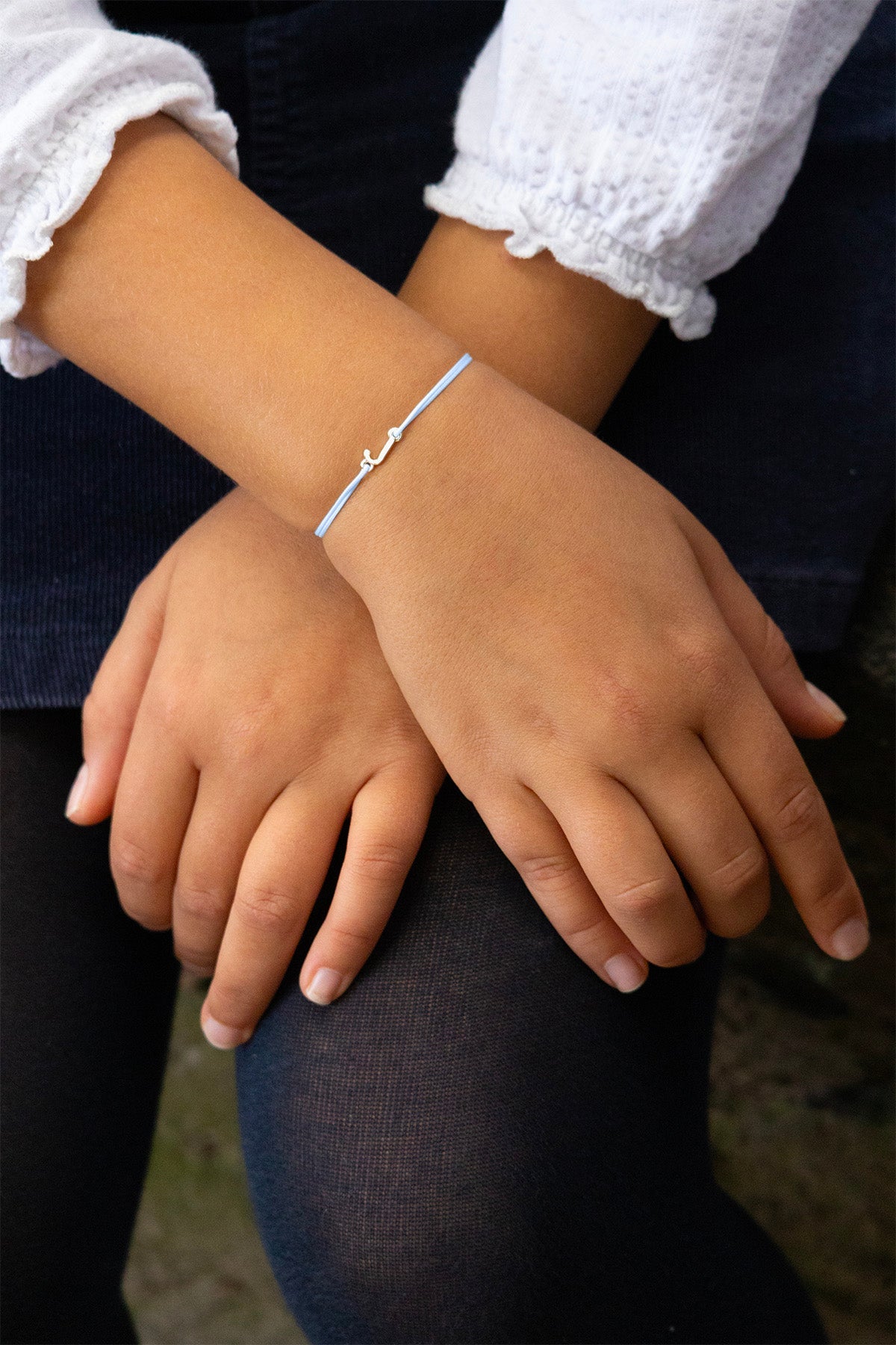 Children's Silver-Plated Letter Bracelet - Sky Blue
