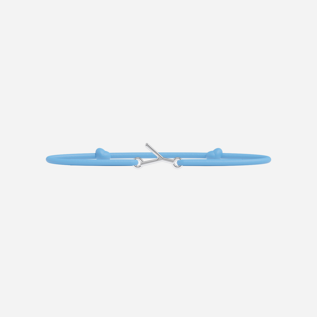 Bracelet Lettres Plaqué Argent Enfant - Bleu Ciel