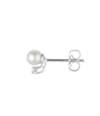 "Brilliant Trio Pearls" Earrings - White Pearls and Diamonds: 0.02Ct/2 - White Gold