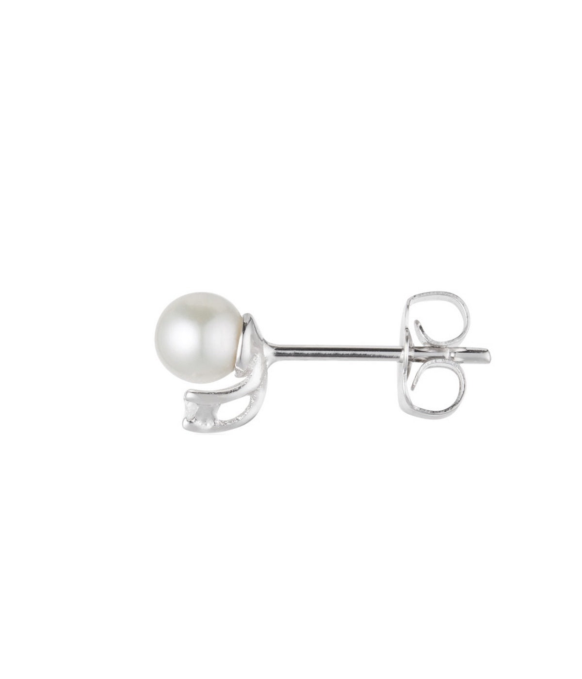"Brilliant Trio Pearls" Earrings - White Pearls and Diamonds: 0.02Ct/2 - White Gold