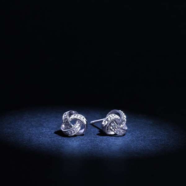 "Pretty Knot" Earrings, 0.02ct/6 - 375/1000 White Gold