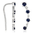 Boucles D'Oreilles Grimpantes "Océan" Diamant 0,018/6, Saphir 0,49Ct/8