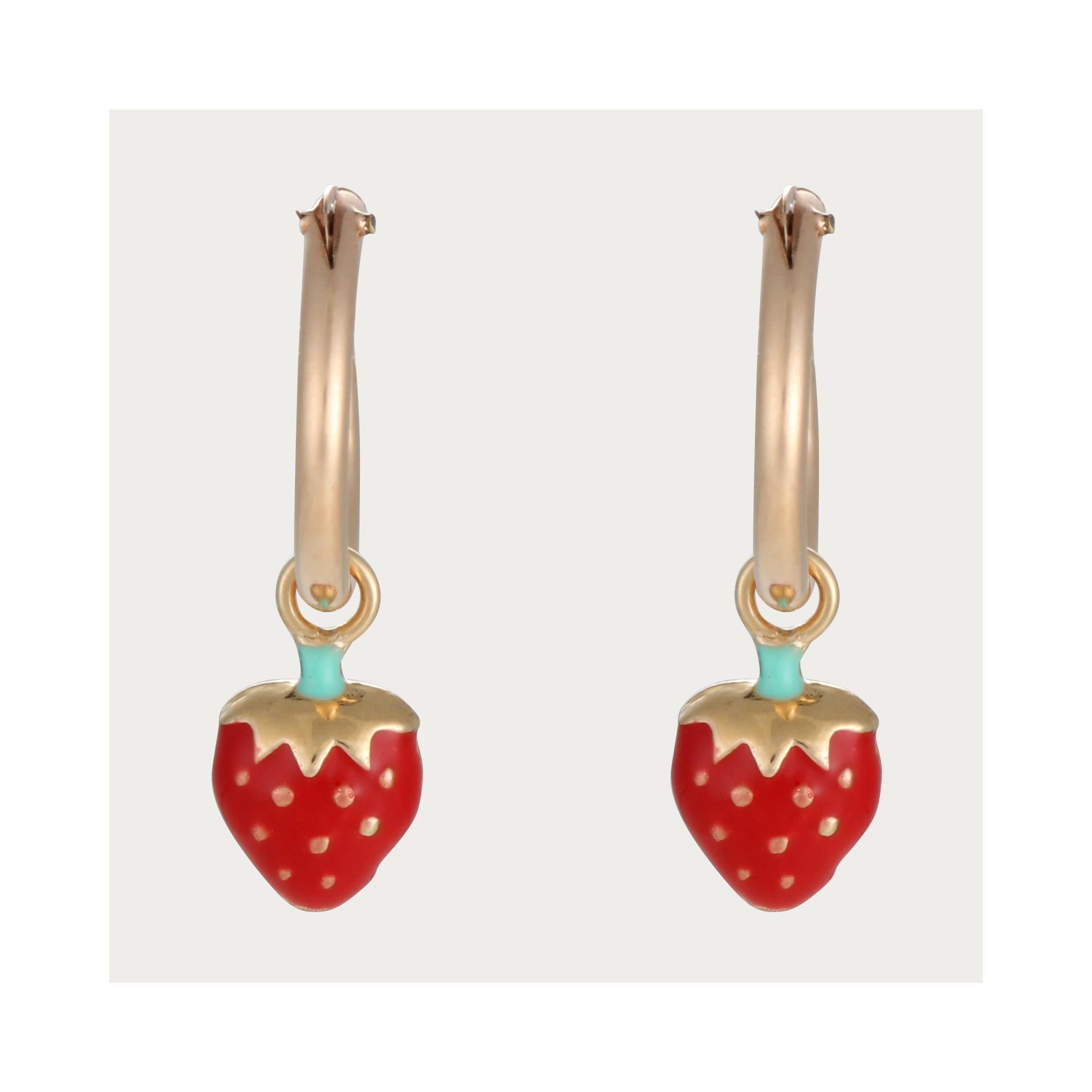 Children's Earrings "Pretty Strawberry" Yellow Gold 375/1002