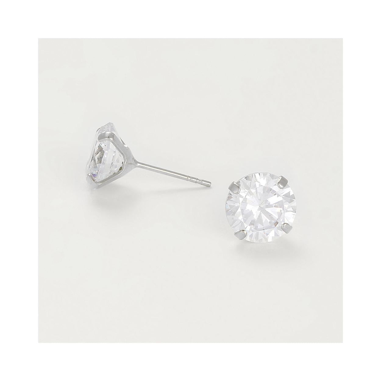 Boucles D'Oreilles "Simply You 8Mm" Or Blanc 375/1000 Et Zirconium