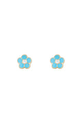 Boucles D'Oreilles Enfant "Marguerite Bleue" Or Jaune 375/1000