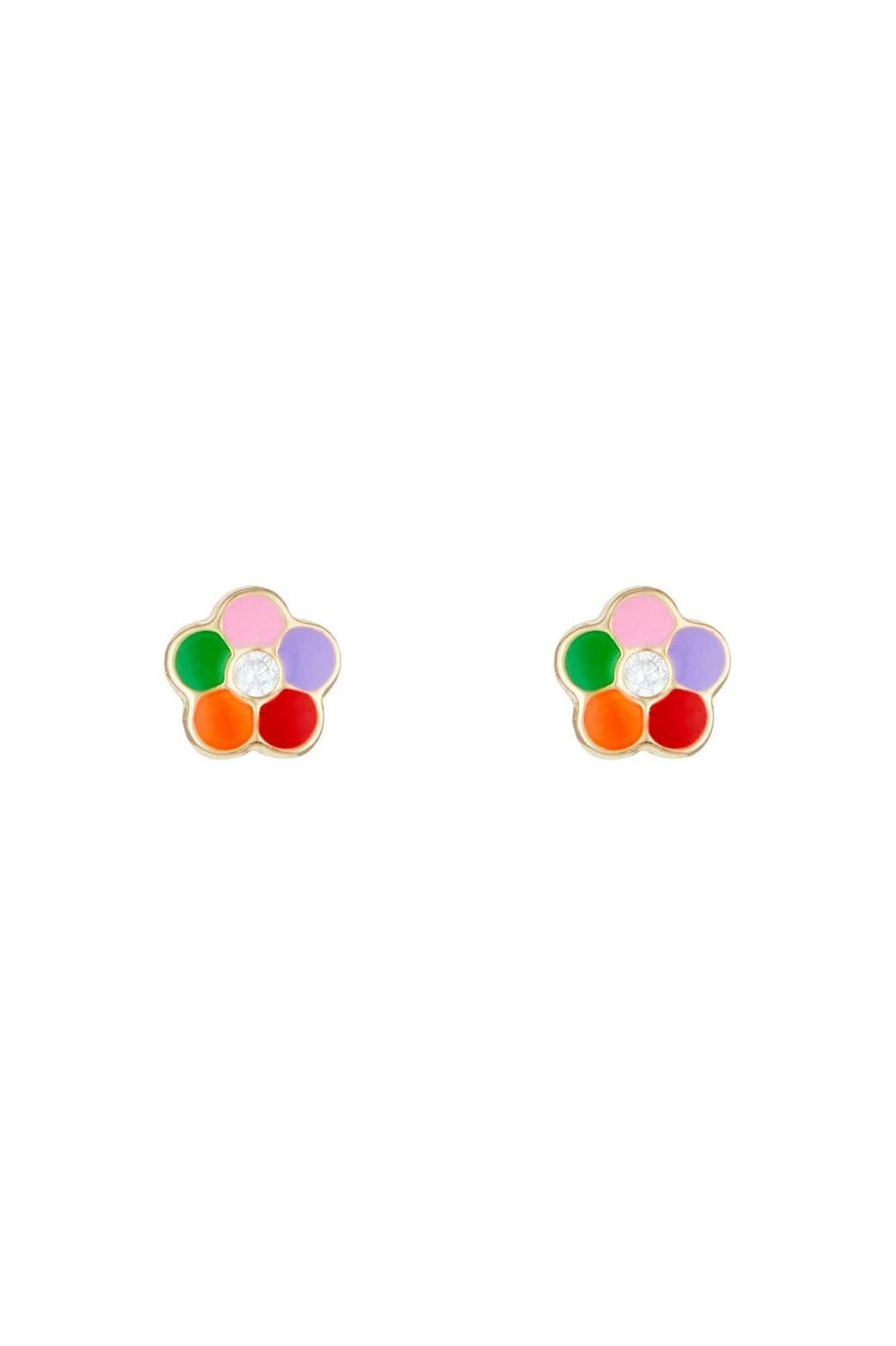 Pendientes de niña "Margherita multicolor" Oro amarillo 375/1000