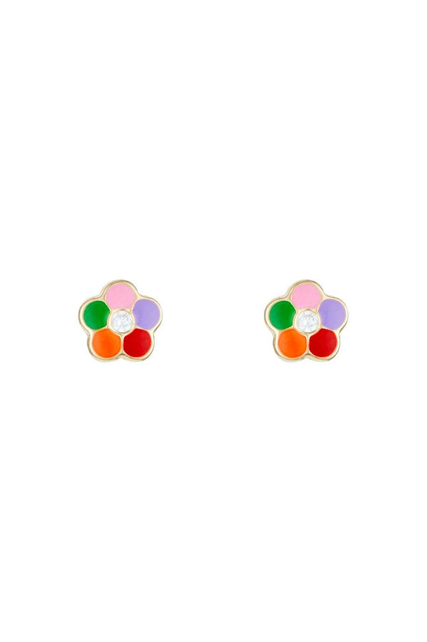 Pendientes de niña "Margherita multicolor" Oro amarillo 375/1000