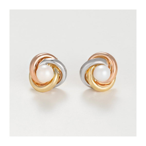 “April” Earring 375/1000 Tricolor Gold And Pearl