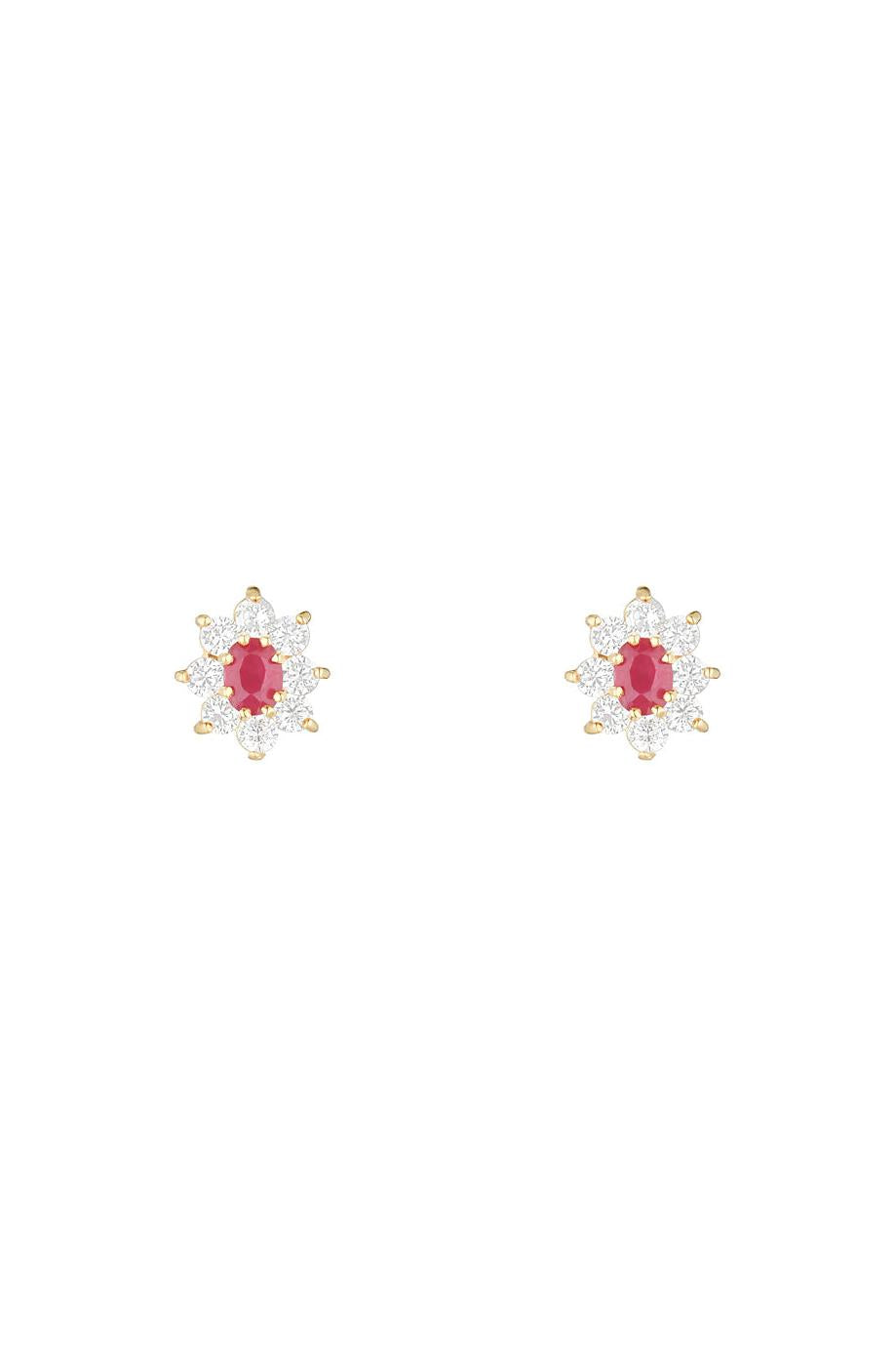 Boucles D'Oreilles "Marguerite Rubis" 0,23Ct/2