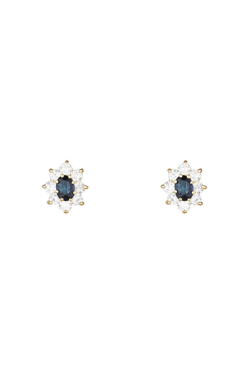 Boucles D'Oreilles "Margherite Saphir" Or Jaune 375/1000