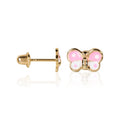 375/1000 Yellow Gold “Pink Butterfly” Children’s Earrings