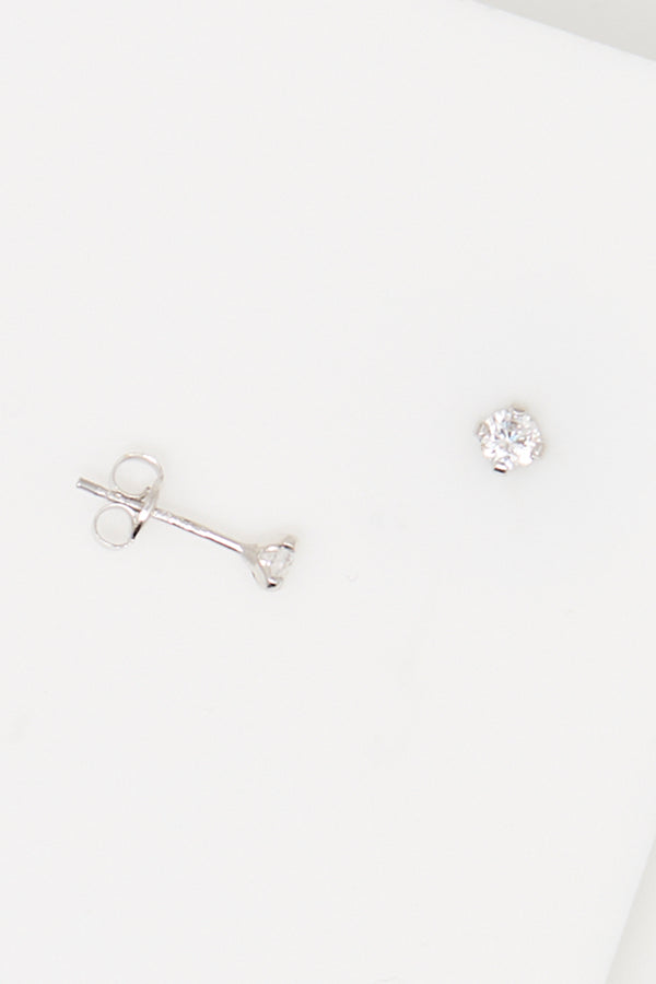 Boucles D'Oreilles "Simply You 3Mm" Or Blanc 375/1000 Et Zirconium