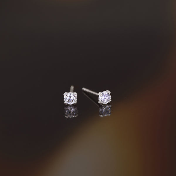 Pendientes “Simply You 3Mm” Oro Blanco 375/1000 Y Circonitas