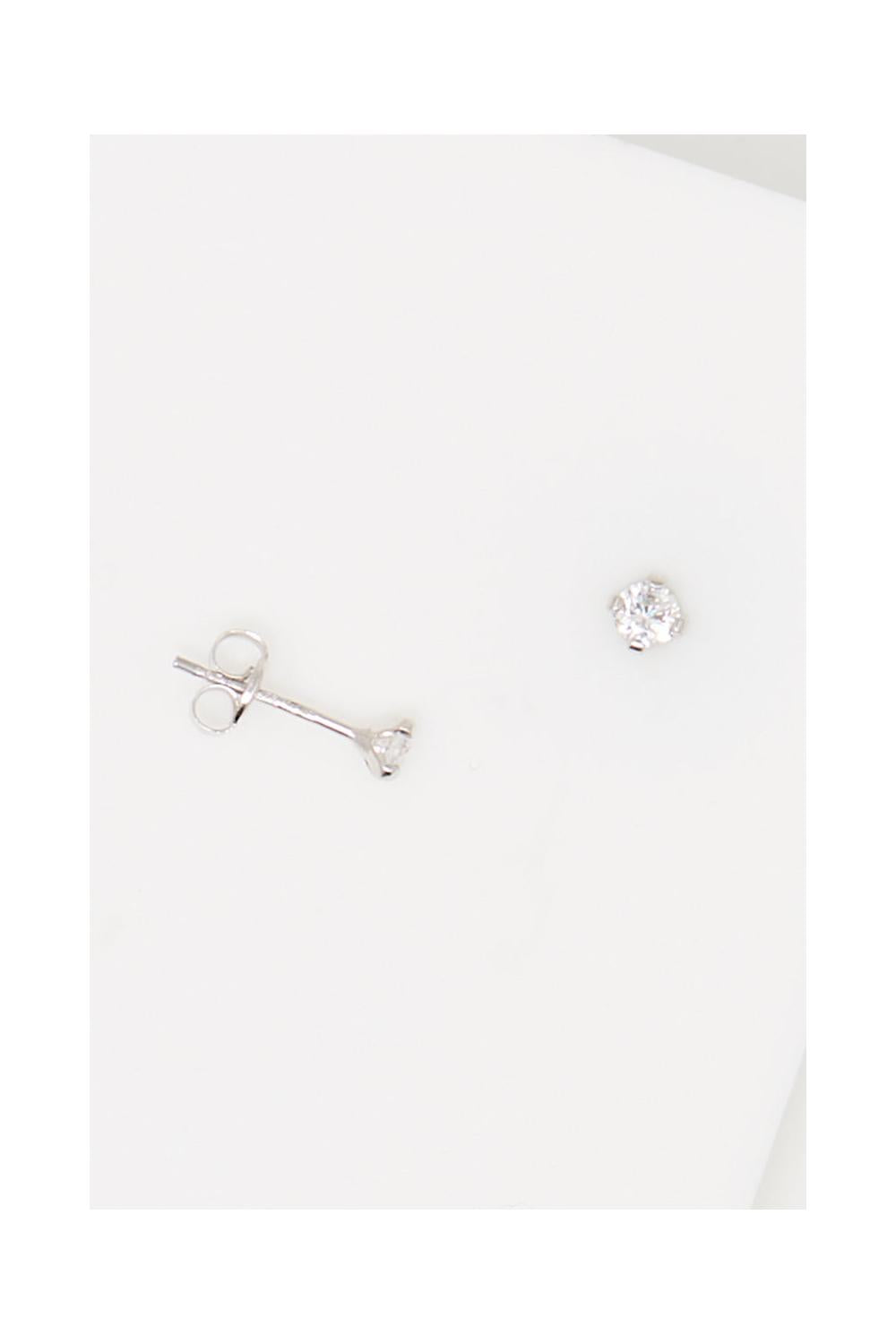 “Simply You 3Mm” 375/1000 White Gold And Zirconium Earrings