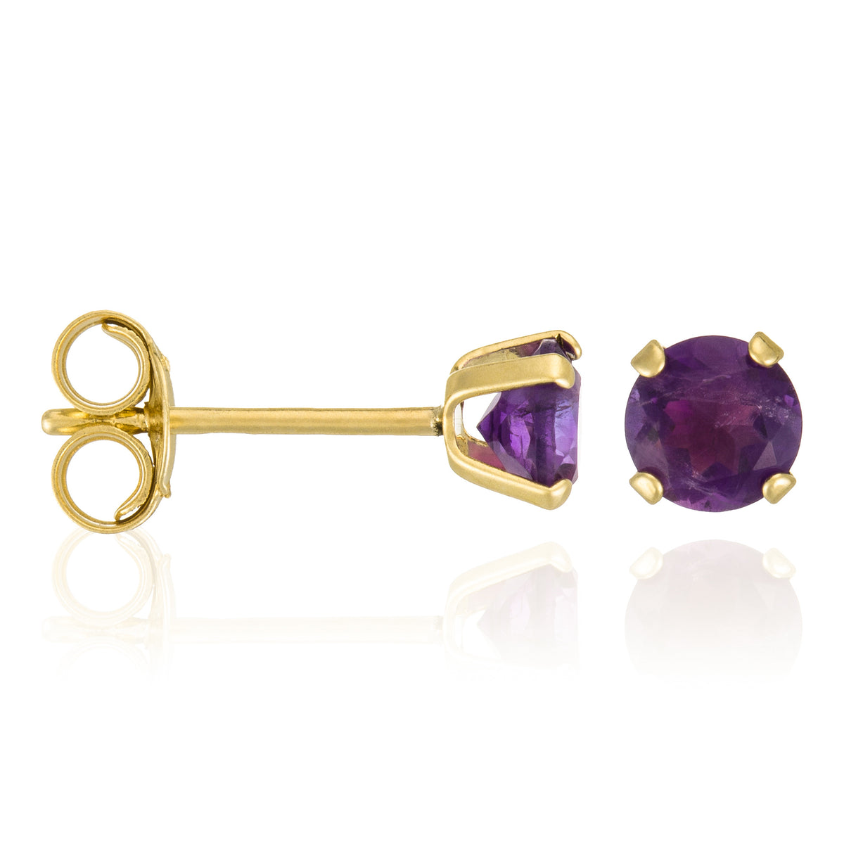 Boucles D'Oreilles "Puce Améthyste 4Mm" : 0,4Ct/2
