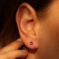 Boucles D'Oreilles "Puce Améthyste 4Mm" : 0,4Ct/2