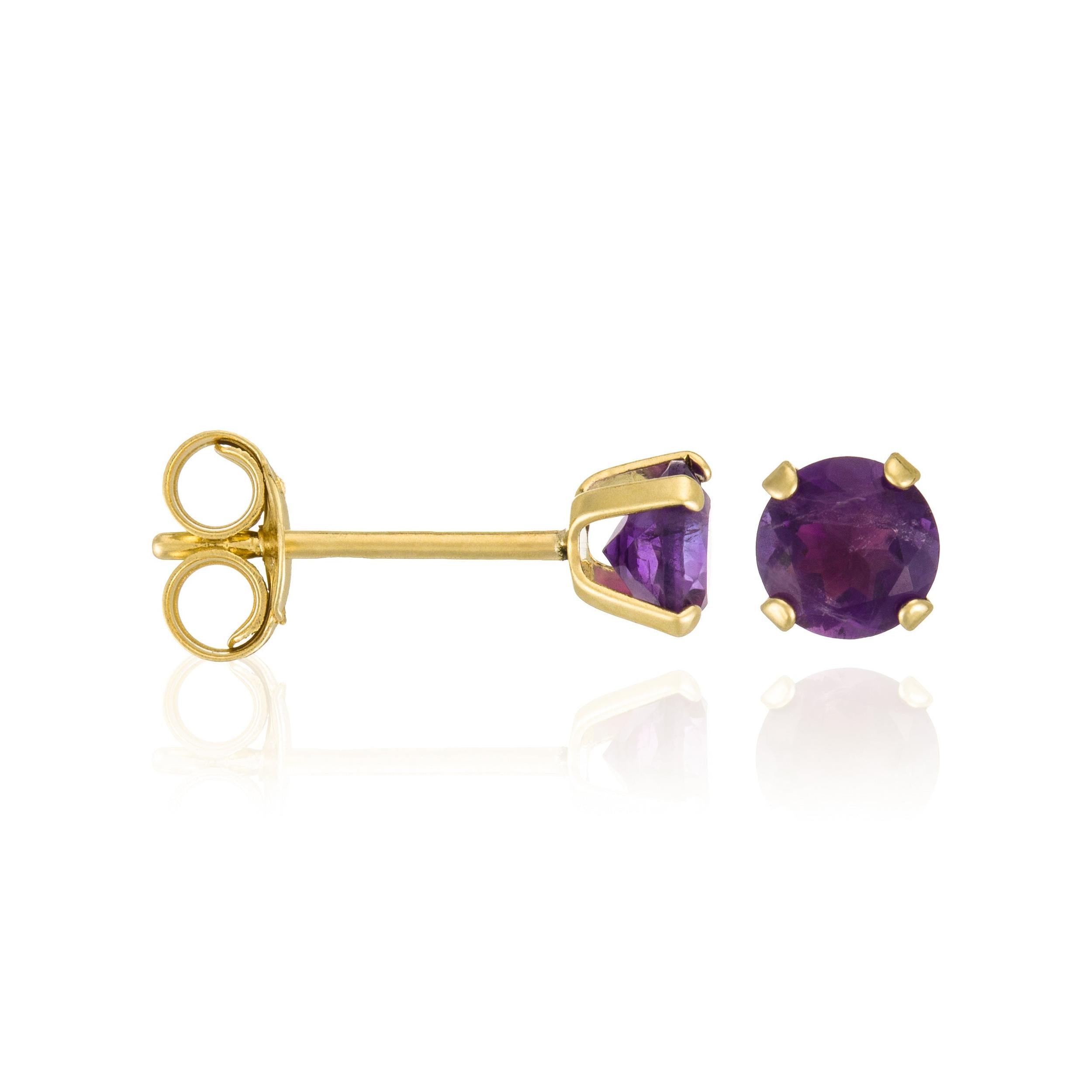 Boucles D'Oreilles "Puce Améthyste 4Mm" : 0,4Ct/2