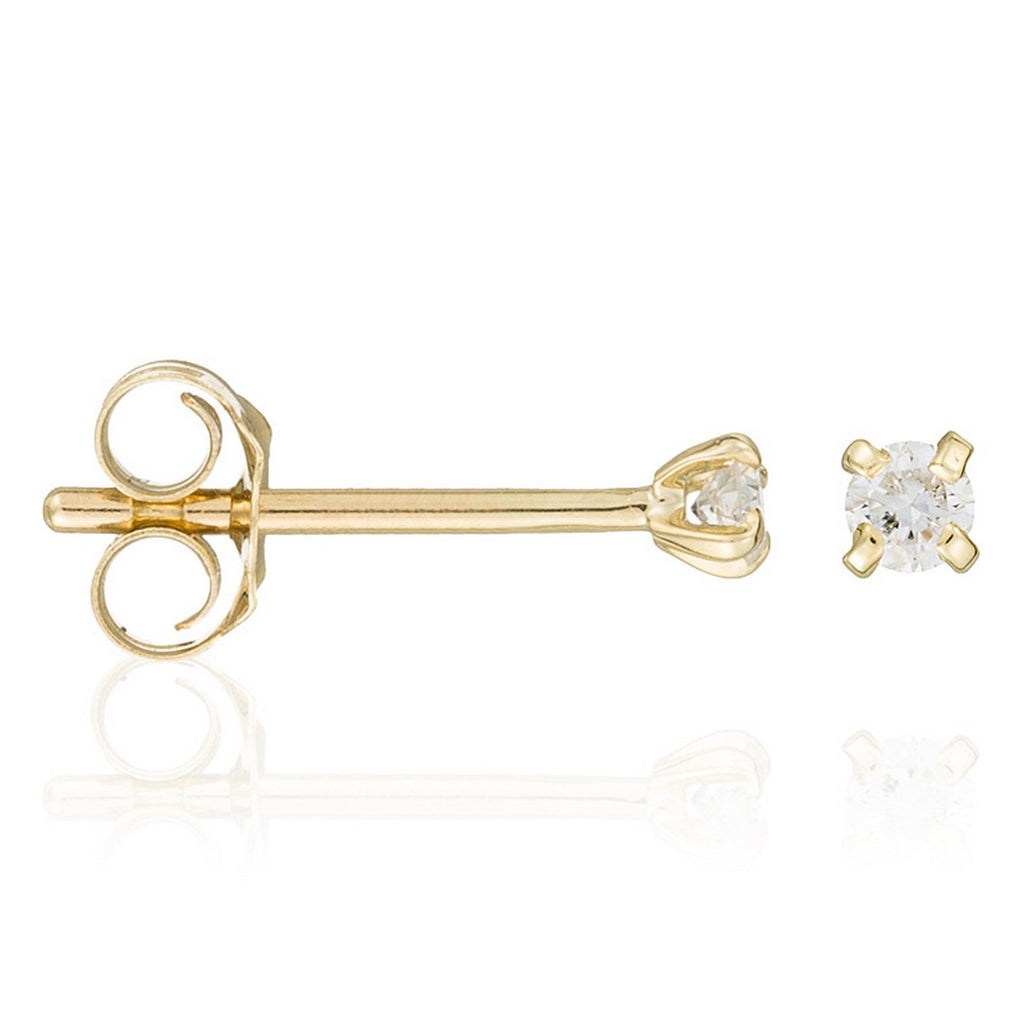 Pendientes "Diamante único 0.06" D0.06/2 - Oro amarillo 375/1000