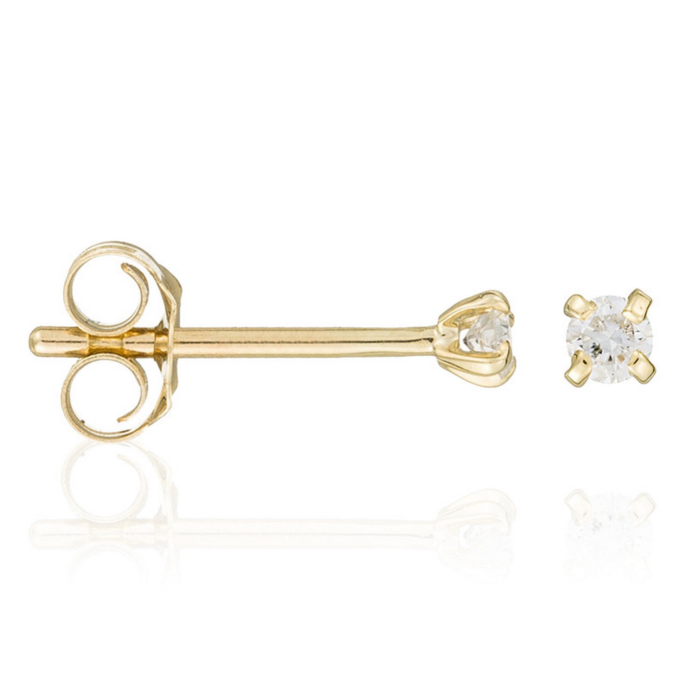 Pendientes "Diamante único 0.06" D0.06/2 - Oro amarillo 375/1000
