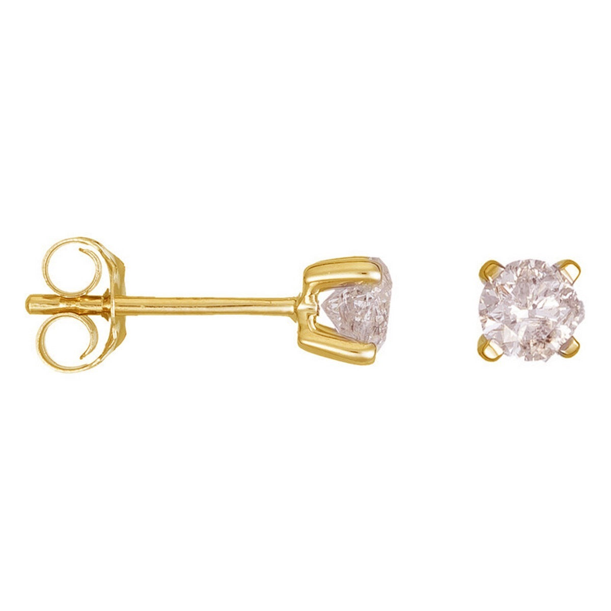 "Single Diamond 0.40 Carat" Earrings - Yellow Gold