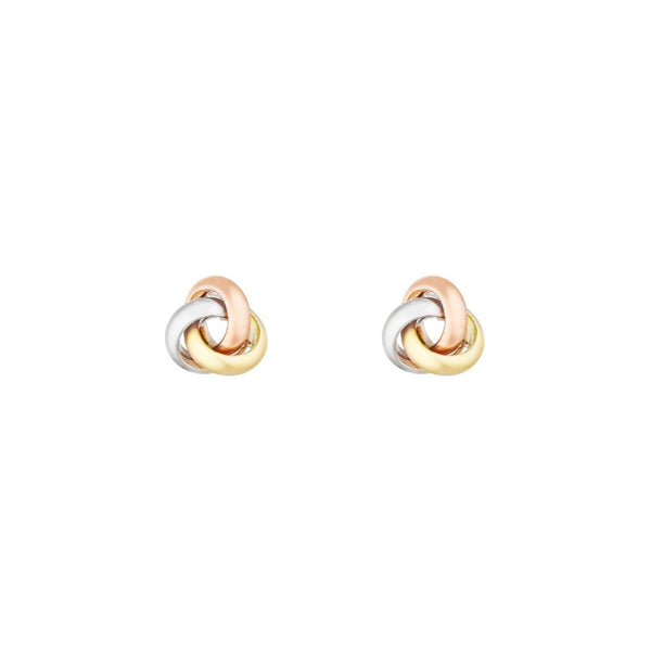“Tricolor Knot” Earrings – 375/1000 Tricolor Gold