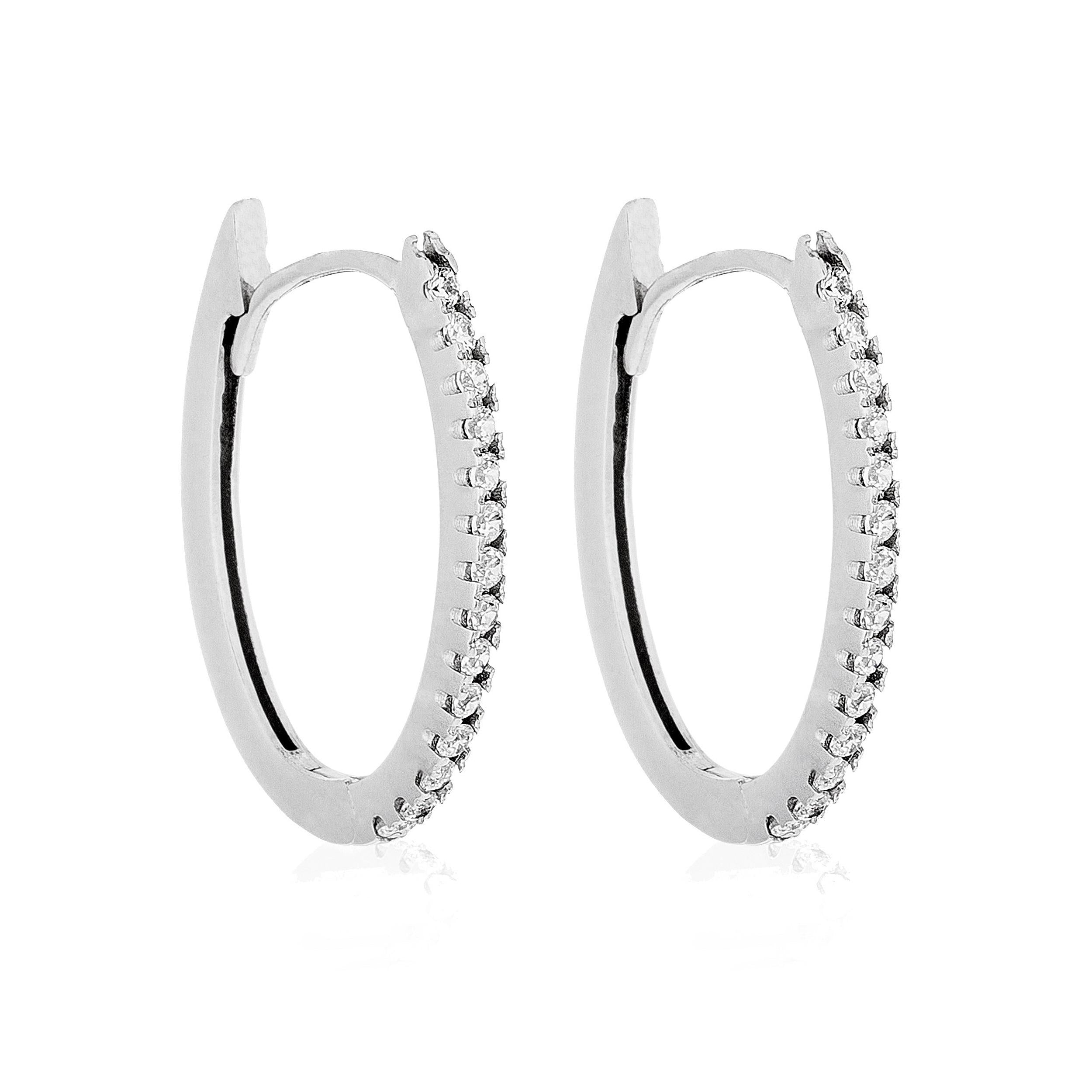 Pendientes “Alizée 11Mm” Oro blanco 375/1000 y Circonio