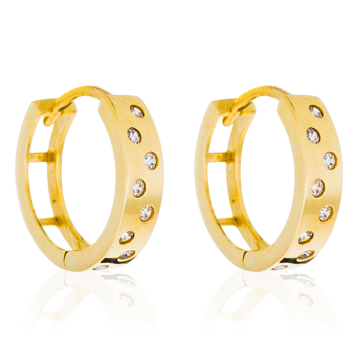 Boucles D'Oreilles "Lucie" Or Jaune 375/1000 Et Zirconium