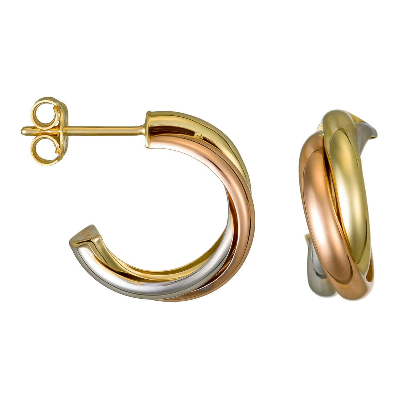 “Tri-Gold Hoop” Earring 375/1000 Tricolor Gold - 375/1000 Tricolor Gold