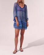 Poncho Nava - Blue Batik Stripe - Femme
