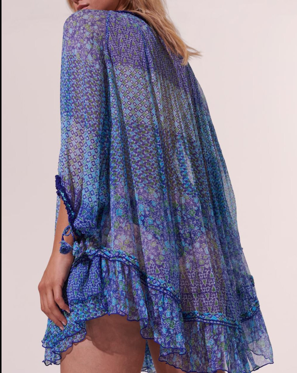 Poncho Nava - Blue Batik Stripe - Femme