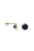 Boucles D'oreilles "Puces Etincelles" Or Jaune 375/1000 et Zirconium Bleu