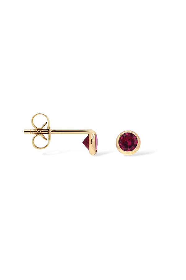 Boucles D'oreilles "Puces Tendresse" Or Jaune 375/1000 et Zirconium Rose