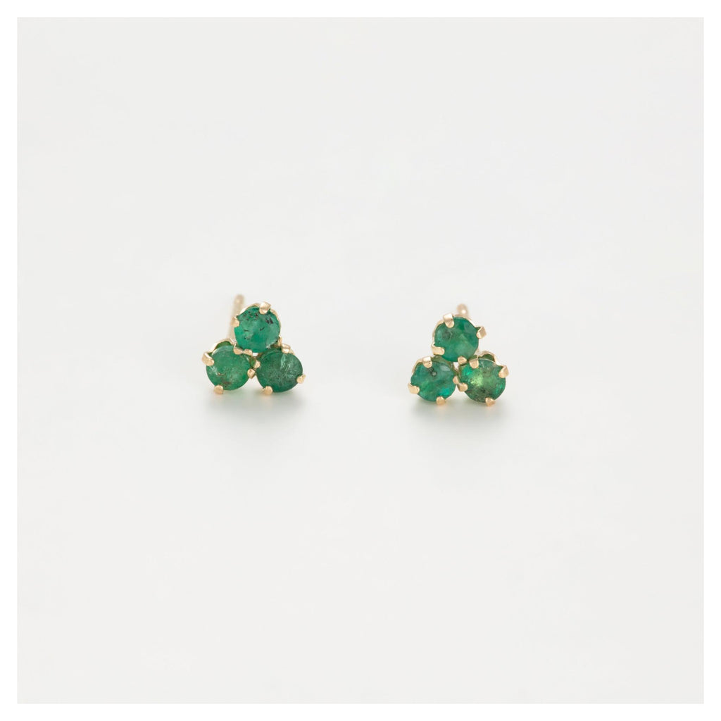 Boucles D'Oreilles "Trio Étincelant D'Émeraude" 0,36Ct/6