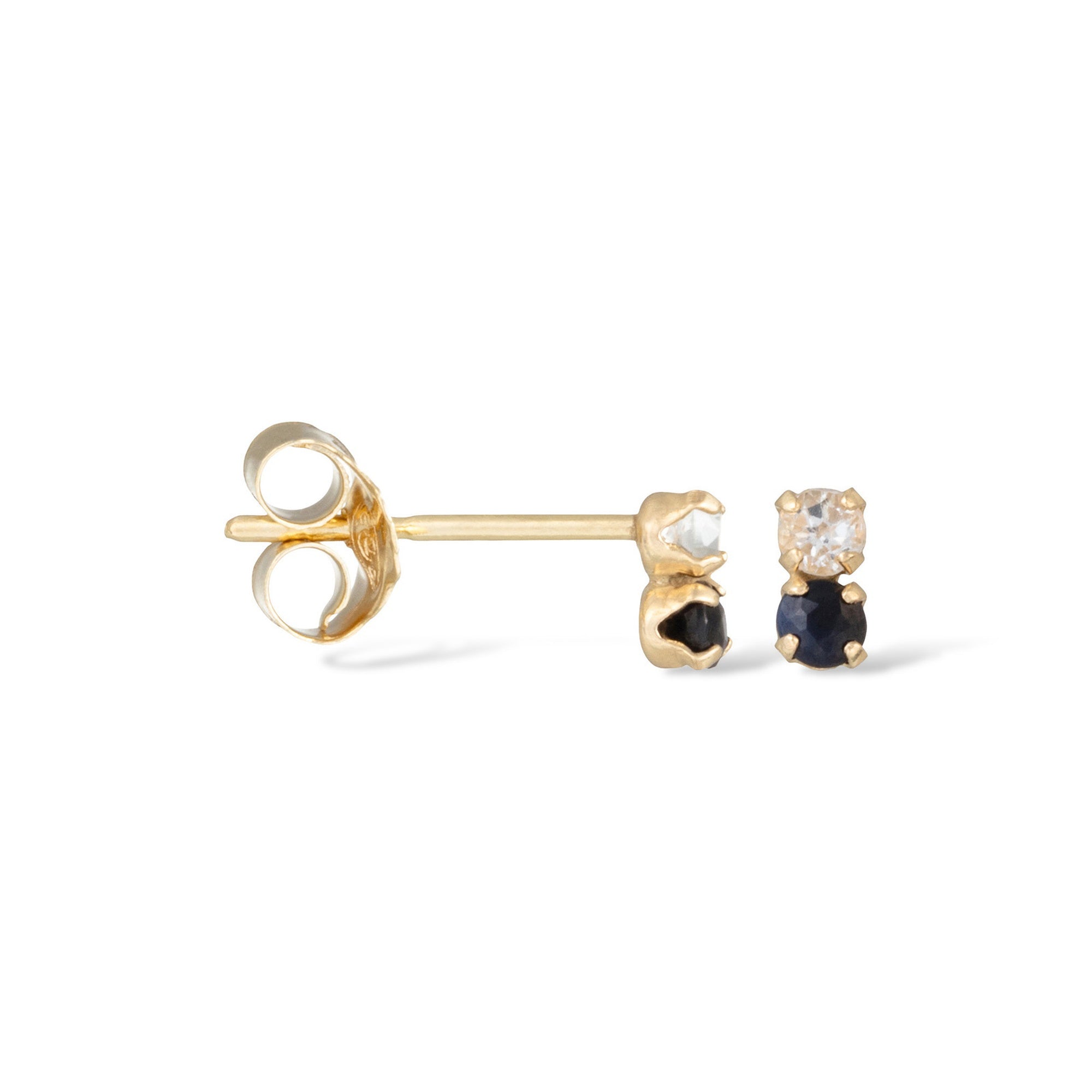 Boucle D'Oreilles "Puces Duo Précieuses 0,16Ct/4" Topaze Et Saphir