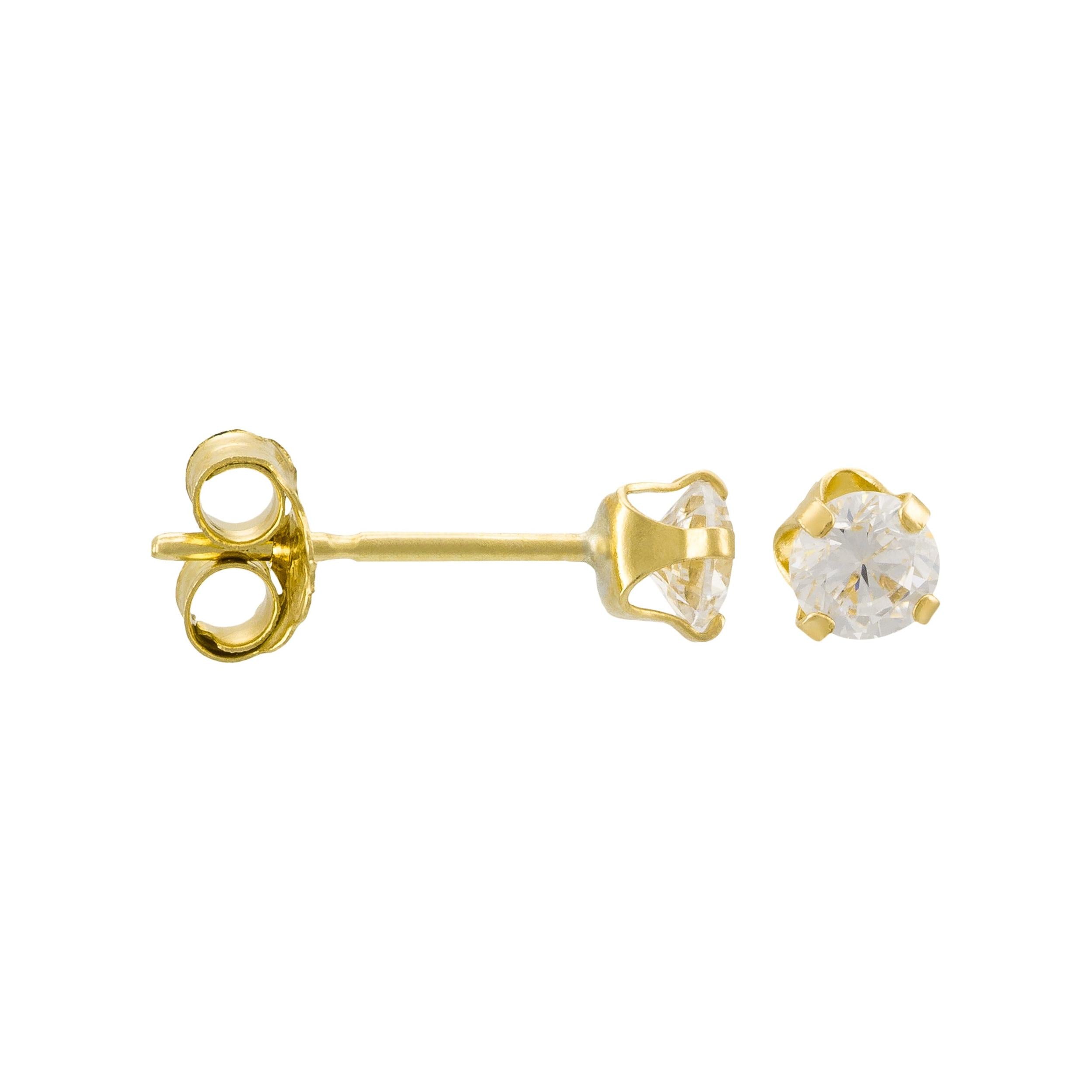 3Mm “Puces” Earrings 375/1000 Yellow Gold And Zirconium