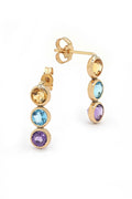 Boucle D'Oreilles "Trio Citrine Topaze Et Améthyste"