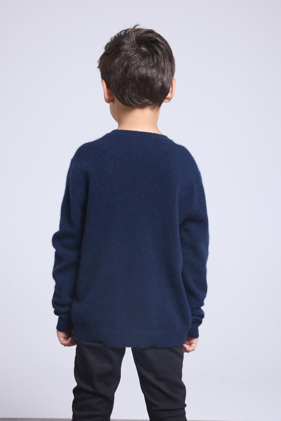Rundhalspullover Mit Herz Und Pompon Evy – Marineblau Rot – Kinder – 100 % Kaschmir