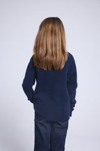 Rundhalspullover Mit Herz Und Pompon Evy – Marineblau Rot – Kinder – 100 % Kaschmir