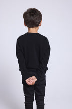Evy Embroidered Heart Crew-Neck Jumper - Black Silver - Kids