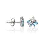 "Ural" Earrings D0.09/16 Blue Topaz 0.70/2 & Swiss Blue Topaz 0.5 - 375/1000 White Gold