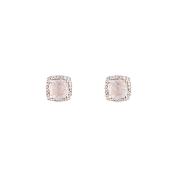 Pendientes "Quartissime" Diamantes 0.18/56 y Cuarzo Rosa 2.4/2 - Oro Rosa 375/1000