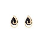 Pendientes de diamantes "Galápagos" 0.08/24 y ágata negra - Oro amarillo 375/1000