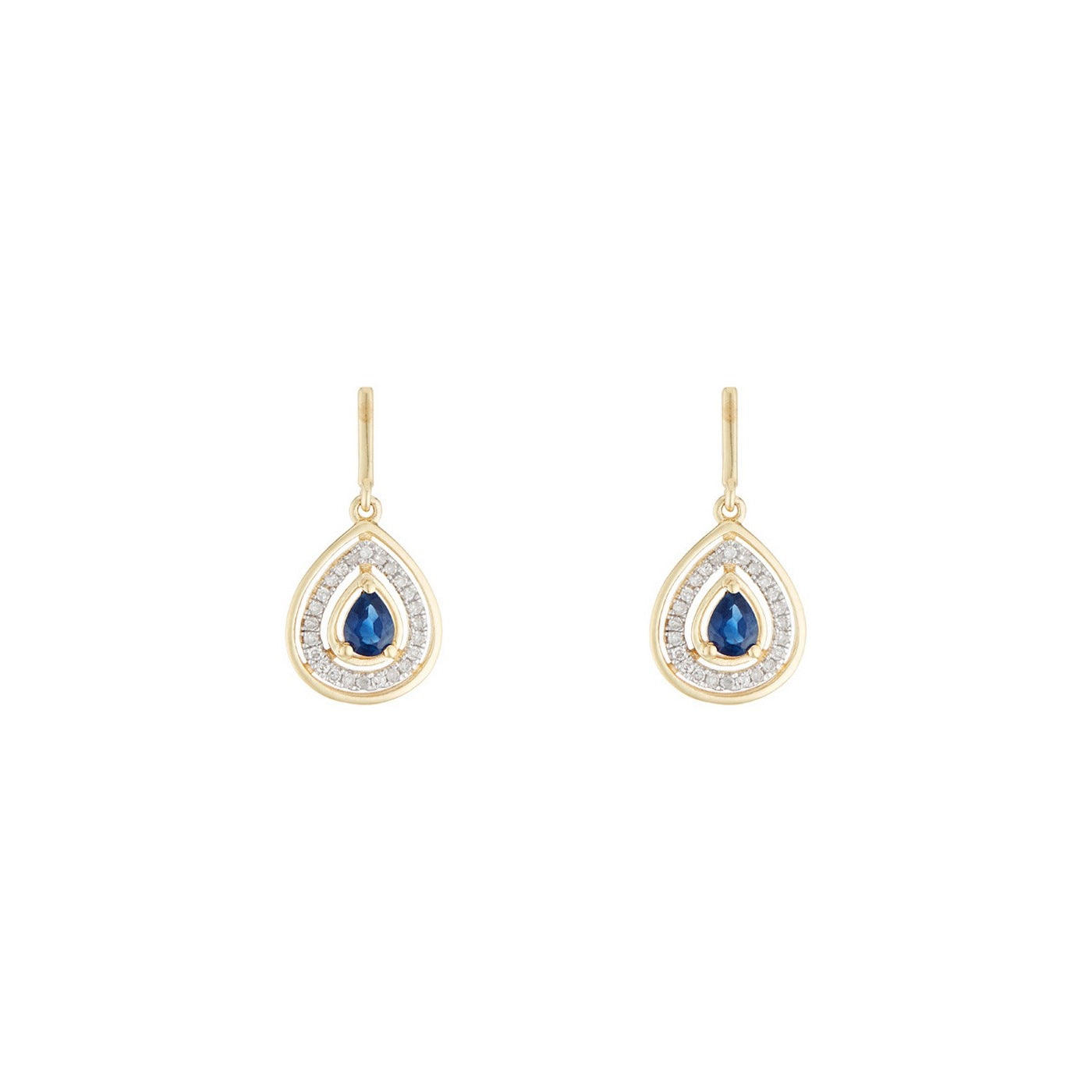 Pendientes "Océane" Diamantes 0.17/48 y Zafiro 0.44/2 - Oro amarillo 375/1000