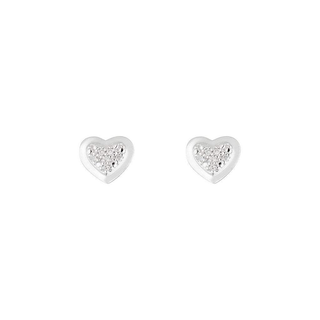 Boucles D'Oreilles "Bébé D'Amour" Diamants 0,04/12 - Or Blanc 375/1000