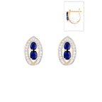 Boucles D'Oreilles "Westeros" Diamants 0,23/46 & Saphirs 1,1/4 - Or Jaune 375/1000
