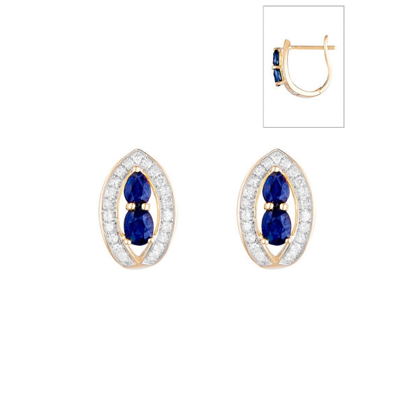 Pendientes “Westeros” con Diamantes 0.23/46 y Zafiros 1.1/4 – Oro Amarillo 375/1000